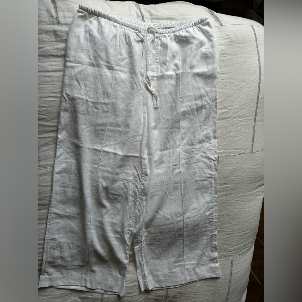 White Linen Drawstring pants NWOT Size L XL XXL